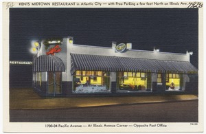 Kents Midtown Restaurant in Atlantic City -- with free parking a few feet north on Illinois Ave., 1700-04 Pacific Avenue -- at Illinois Avenue Corner -- opposite post office