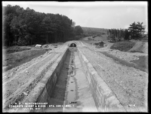 Wachusett Aqueduct, concrete invert and side walls, Section 7, station 328+, from the south, Northborough, Mass., Jul. 23, 1897
