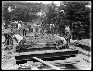 Wachusett Aqueduct, laying brick covering arches, Assabet Bridge, Section 8, from the east, Northborough, Mass., Aug. 3, 1897