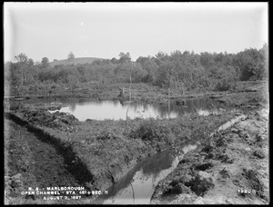 Wachusett Aqueduct, Open Channel, trench full of water, Section 11, station 481+, from the north, Marlborough, Mass., Aug. 3, 1897