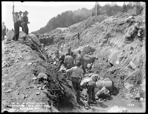 Wachusett Aqueduct, excavation, Section 6, station 274+, from the east, Northborough, Mass., Aug. 6, 1897