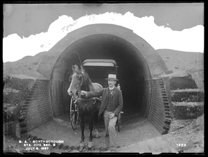 Wachusett Aqueduct, section of aqueduct with team, Section 5, station 231+, from the south; likely MWW engineer Charles C. Murphy, 1897-1902 (1868-1951), Northborough, Mass., Jul. 8, 1897