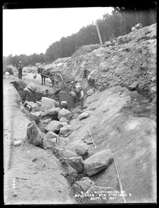 Wachusett Aqueduct, boulders in trench, Section 6, station 278+, from the north, Northborough, Mass., Sep. 16, 1897