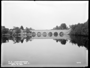 Wachusett Aqueduct, Assabet Bridge, Section 8, from the south, on platform in mill pond, Northborough, Mass., Sep. 16, 1897