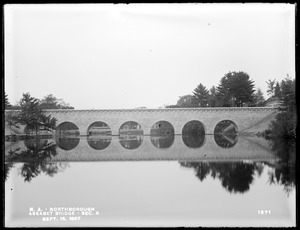 Wachusett Aqueduct, Assabet Bridge, Section 8, from the south, on platform in mill pond, Northborough, Mass., Sep. 16, 1897