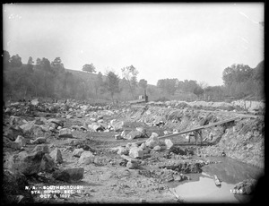 Wachusett Aqueduct, trench after boulders have been removed, Section 11, station 517+50, from the east, Southborough, Mass., Oct. 8, 1897