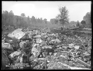 Wachusett Aqueduct, boulders in trench, Section 11, station 516+50, from the east, Southborough, Mass., Oct. 8, 1897
