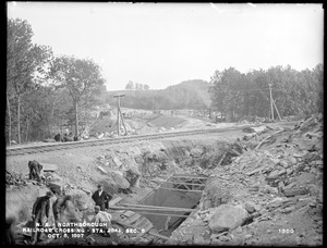 Wachusett Aqueduct, railroad crossing, Section 6, station 284+, from the west, Northborough, Mass., Oct. 8, 1897