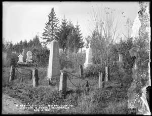 Wachusett Reservoir, Catholic Cemetery, near Sandy Pond, granite, marble and wooden monuments, John Woods, Michael Toner and Mary Coughlin, from the east, Clinton, Mass., Nov. 4, 1897