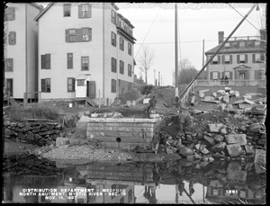 Distribution Department, High and Low Service Pipe Lines, Section 18, north abutment of bridge over the Mystic River, between South Street Court and High Street, station 106+85, Medford, Mass., Nov. 16, 1897