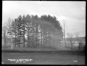 Sudbury Reservoir, Section A, pine grove east of the Joseph Burnett house, near the westerly side of the Burnett Road, from the northwest on lawn near the northeast corner of the house, Southborough, Mass., Nov. 26, 1897