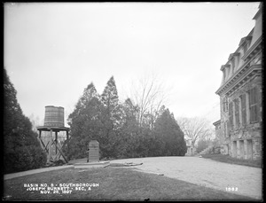 Sudbury Reservoir, Section A, water tank and pump back of the Joseph Burnett house, from the northeast, Southborough, Mass., Nov. 26, 1897