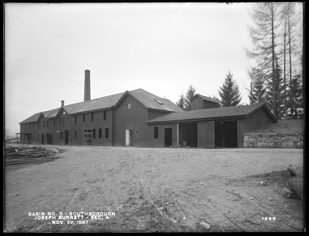 Sudbury Reservoir, Section A, slaughterhouse, Deerfoot Farm, from the northwest, Southborough, Mass., Nov. 29, 1897