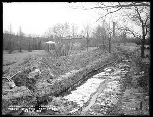 Distribution Department, Low Service Pipe Lines, part of Section 1, trench from the east, on north side of trench, station 5+50, Brighton, Mass., Dec. 3, 1897