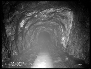 Wachusett Aqueduct, rock with brick invert, Section 2, station 16+, from the east (interior), Clinton, Mass., Dec. 9, 1897