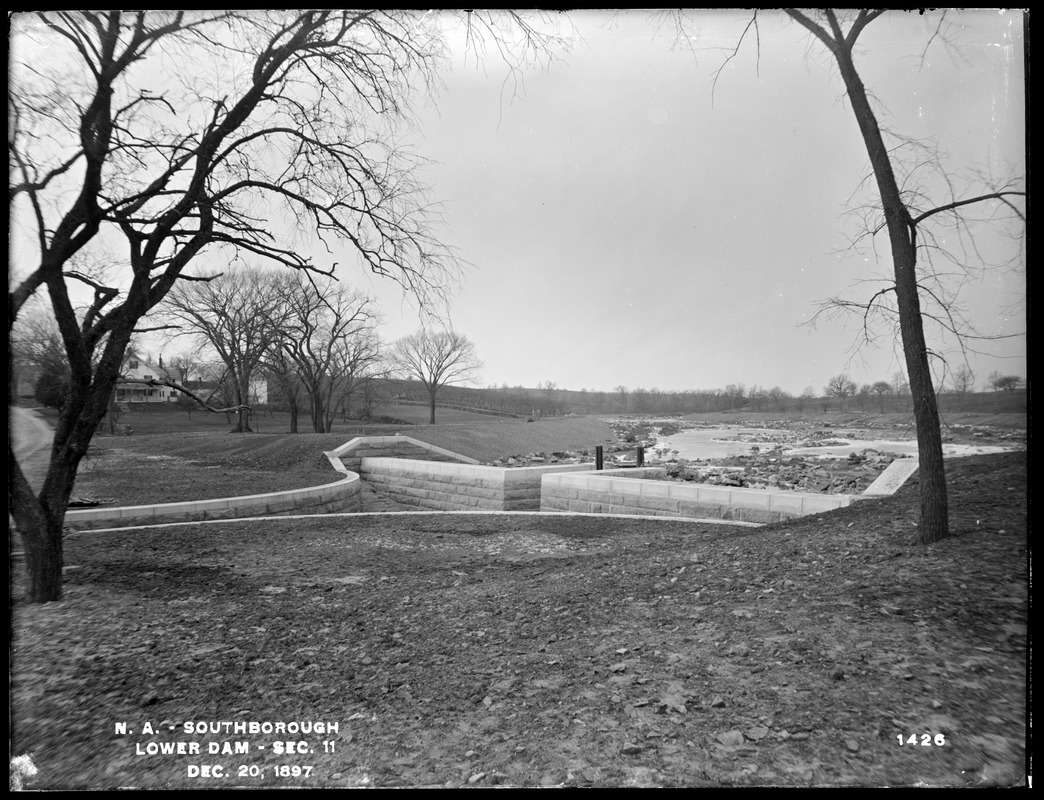 Wachusett Aqueduct, Lower Dam, Section 11, from the north, near Sawin's Mills road, Southborough, Mass., Dec. 20, 1897