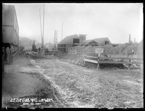 Distribution Department, Low Service Pipe Lines, Malden River crossing, Section 6, station 424, Medford Street, general view from the east, Malden, Mass., Nov. 22, 1897