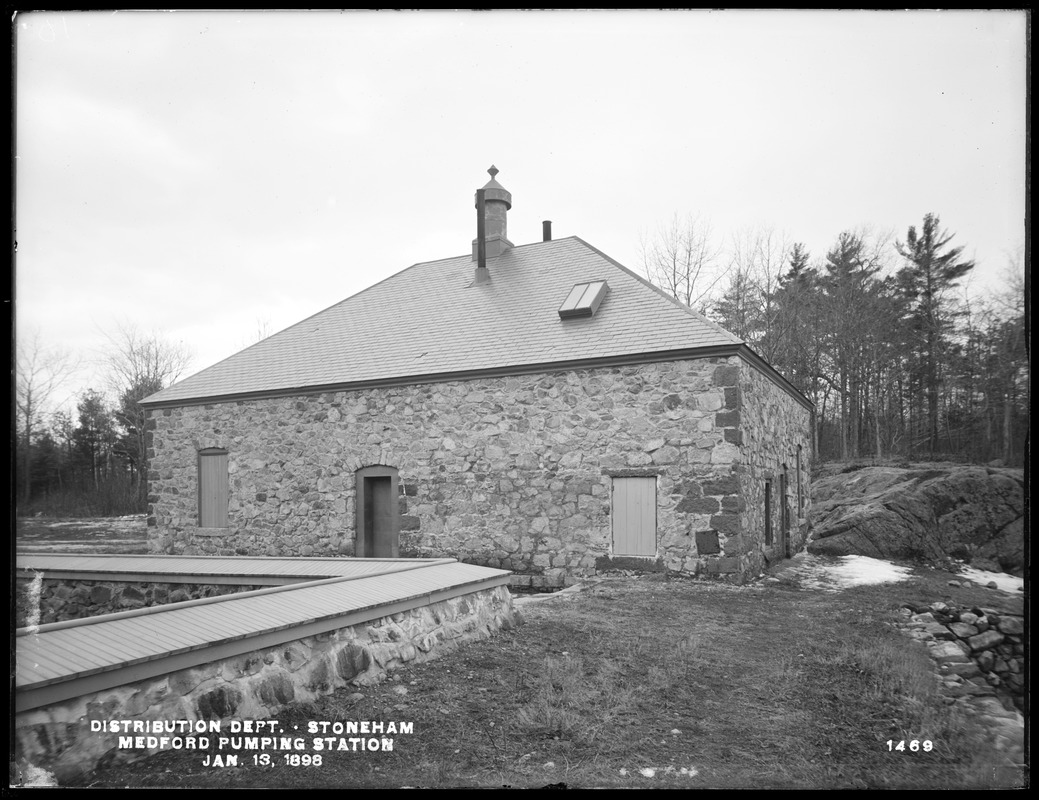Distribution Department, Medford Pumping Station, southern shore between Pickerel Rock and Hadley Cove, Stoneham, Mass., Jan. 13, 1898