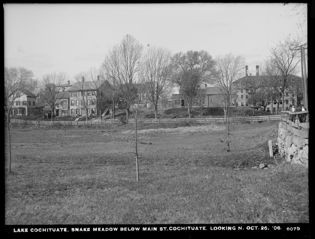 Sudbury Department, improvement of Lake Cochituate, Snake Meadow below Main Street, looking north, Natick, Mass., Oct. 26, 1906