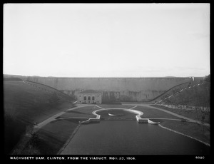 Wachusett Dam, view of dam, from the viaduct, Clinton, Mass., Nov. 23, 1906