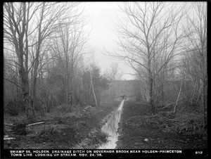 Wachusett Reservoir, Swamp No. 55, drainage ditch, on Governor Brook, near Holden-Princeton town line, looking upstream, Holden, Mass., Nov. 24, 1906