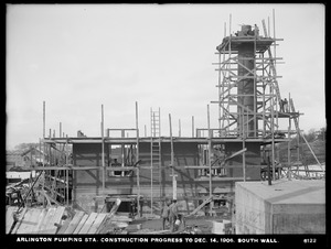 Distribution Department, Arlington Pumping Station, construction progress, south wall, Arlington, Mass., Dec. 14, 1906