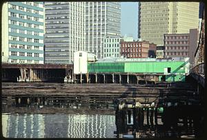From Northern Boulevard at old bridge including reflection in Fort Point Channel