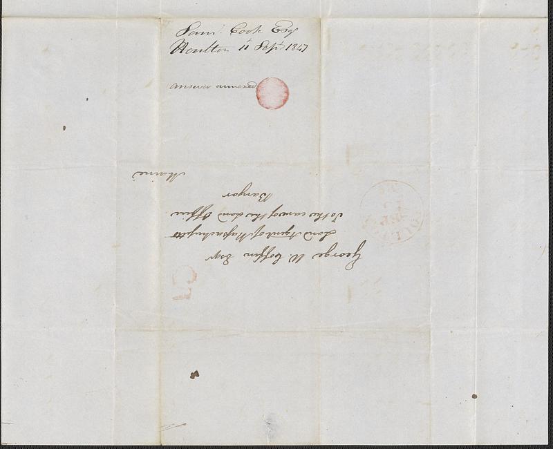 Samuel Cook to George Coffin, 11 September 1847 - Digital Commonwealth