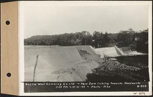 New dam looking towards headworks, Barre Wool Combing Co., Barre, Mass., 3:25 PM, Oct. 10, 1934