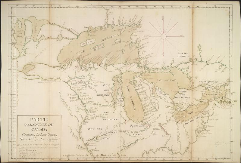 Partie occidentale du Canada contenant les lacs Ontario, Huron, Erié, et Lac Superieur