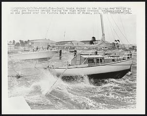 Miami, Fla--Small boats docked in the Dinner Key marina in Miami, get bounced around during the high winds created by hurricane Inez as she passes over the Florida Keys south of Miami, 10/4.