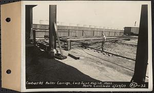 Contract No. 85, Manufacture and Delivery of Precast Concrete Steel Cylinder Pipe, Southborough, Framingham, Wayland, Natick, Weston, roller carriage, Natick, Mass., May 29, 1939