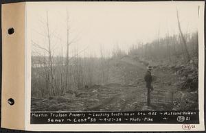 Contract No. 39, Trunk Line Sewer, Rutland, Holden, Martin Trulson property, looking south near Sta. 425, Rutland-Holden Sewer, Holden, Mass., Apr. 27, 1934