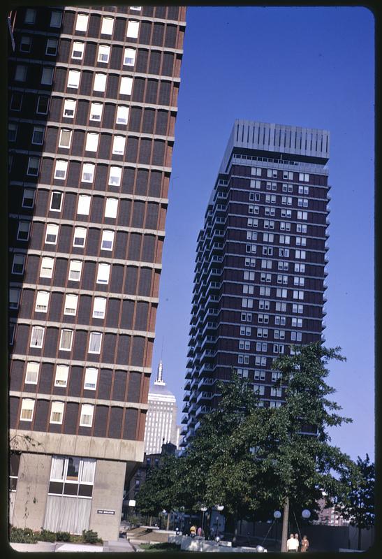 Fairfield and Boylston apartment towers, old John Hancock building in