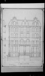 Copy negative of ca. 1875 elevation drawing of Hotel Vendome, Boston, Massachusetts