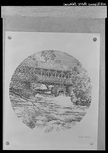 Barnet covered bridge Wedgwood plate drawing