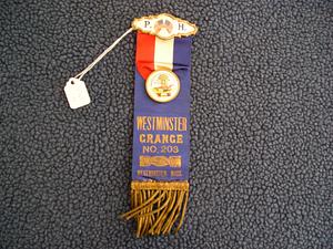 Blue ribbon with gold lettering and fringe