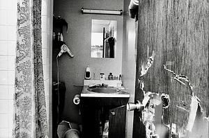 King Arthur's Motel, murder scene bathroom door