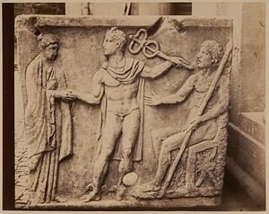 Hades receiving a soul conducted by Hermes