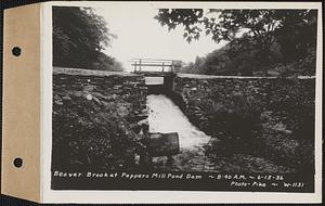 Beaver Brook at Pepper's mill pond dam, Ware, Mass., 8:40 AM, Jun. 15, 1936