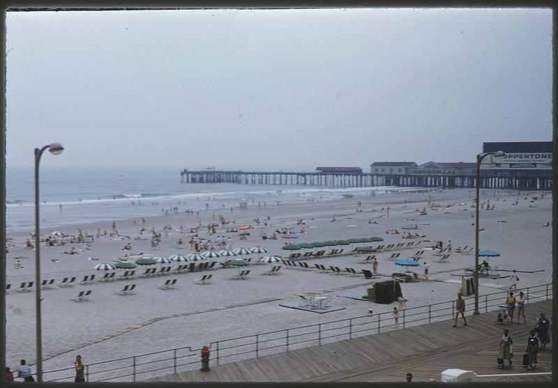View of beach from boardwalk, Atlantic City, New Jersey