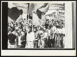 West Berlin students and leftist groups demonstrating against the US actions in southeast Asia. About 5000 mostly young people on their way to West Berlin's city.