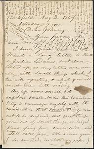 Letter from Zadoc Long to John D. Long, August 3, 1867