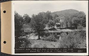 Contract No. 51, East Branch Baffle, Site of Quabbin Reservoir, Greenwich, Hardwick, culvert site from hill east of mill pond, Sta. 7+50, Hardwick, Mass., May 26, 1936