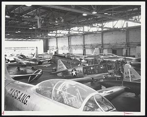 Jet Aircraft at Boston airport yesterday were stored inside the Massachusetts Air National Guard hangar. Other ANG planes were flown from Boston to bases in New York as a precautionary measure.