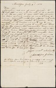 Mashpee Revolt, 1833-1834 - Letter from Joseph Tobias, July 3, 1833