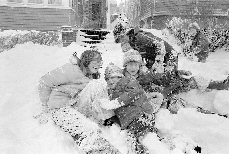 Playing in the snow Blizzard of 78