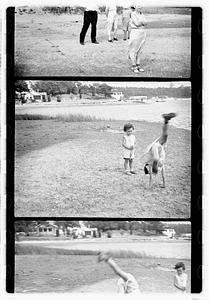 Group portraits near pond or beach