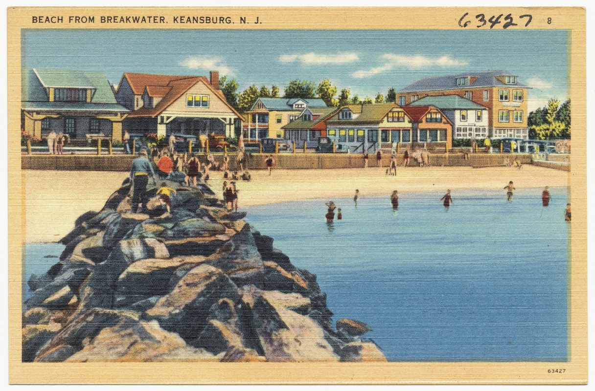 Beach from breakwater, Keansburg, N.J. Digital Commonwealth