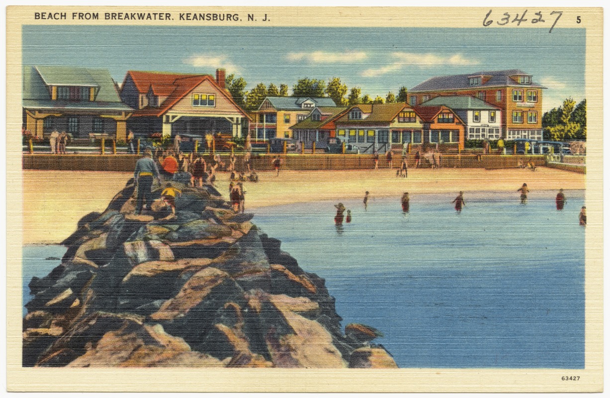 Beach from breakwater, Keansburg, N.J. Digital Commonwealth